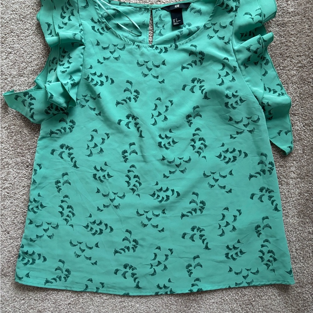 Green Patterned Women's Top